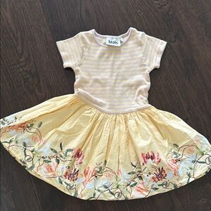 Molo Cream Sundress with Floral Hem and Crew Neck